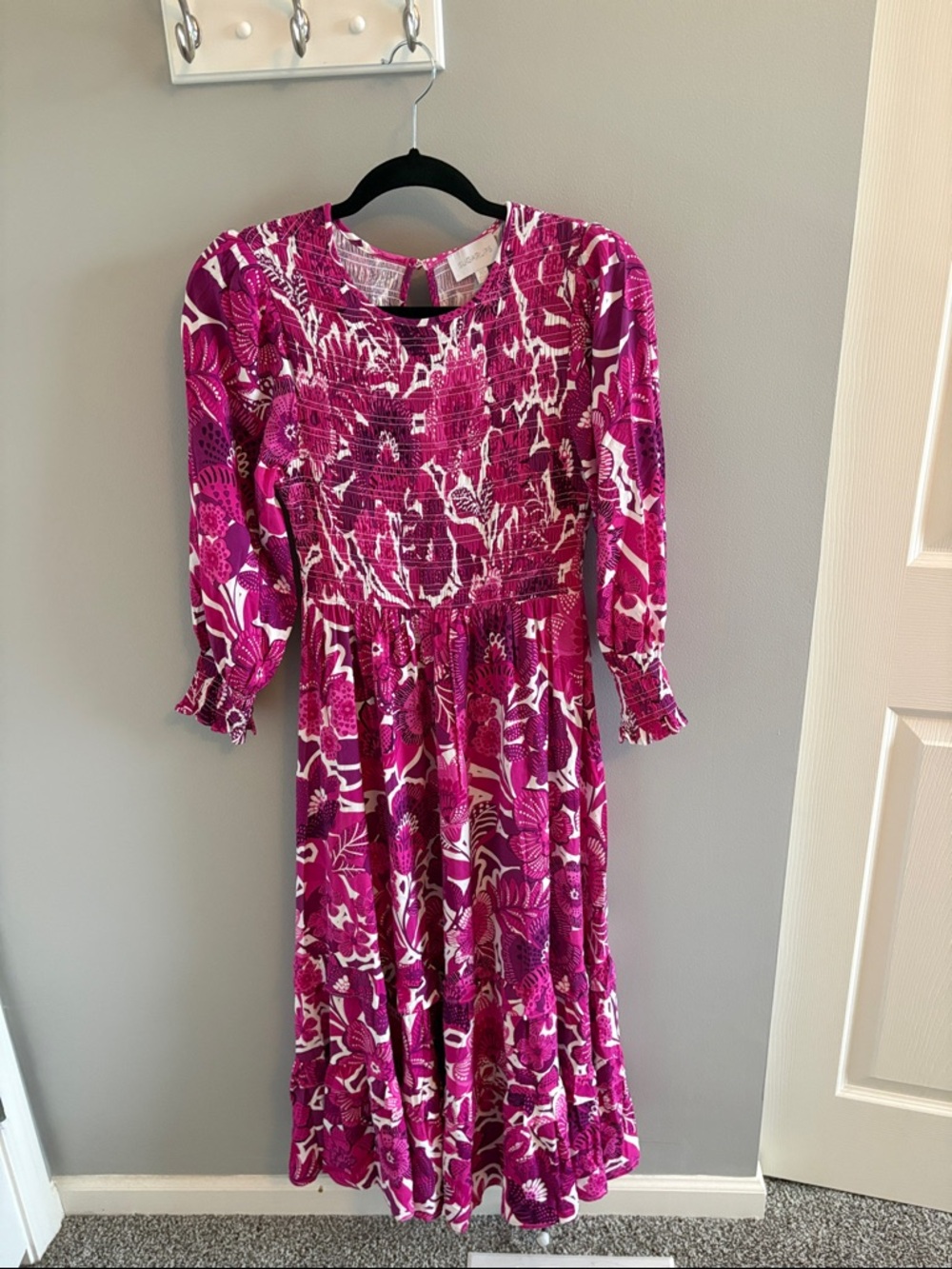 Sugarlips Hot Pink & White Floral Smocked Dress